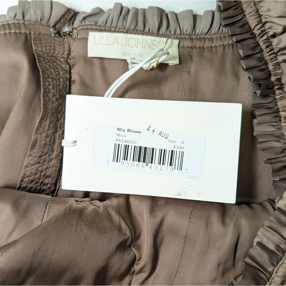 NWT Ulla Johnson Mia Satin Sweetheart Blouse in Mica - Picture 12 of 14